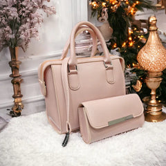 ELITE 2PC HAND BAG PINK